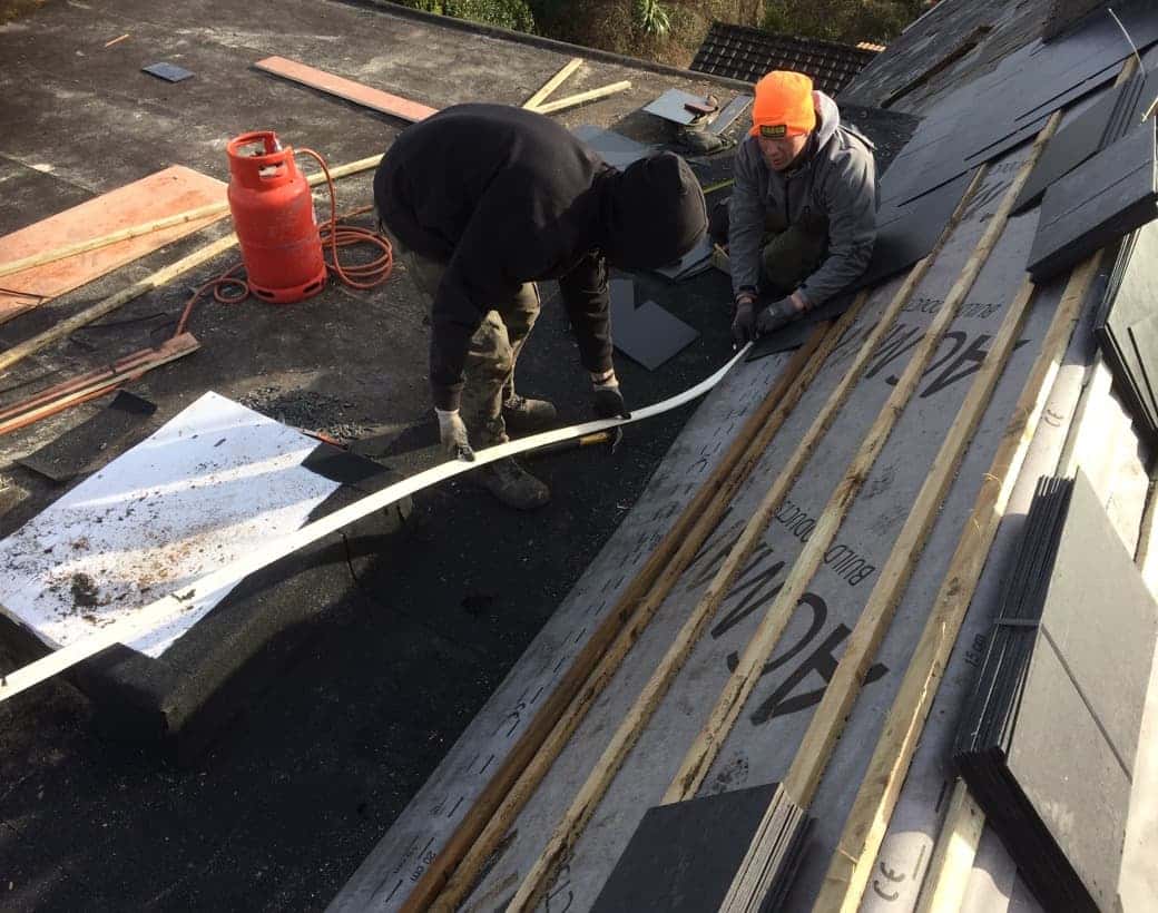 Preparating Slate On Flatroof Hip Feature in Cork